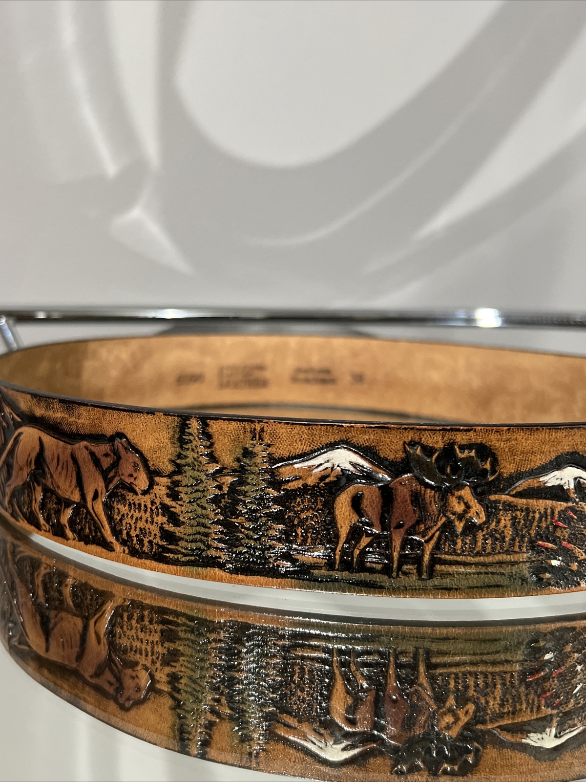 70s Vintage Tooled Leather Belt Al Stohlman Signed Belt Buckle Belt