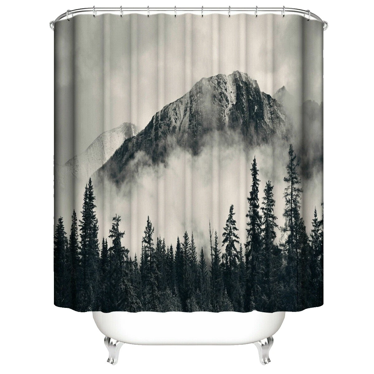 Nature Print Modern Fabric Shower Curtains
