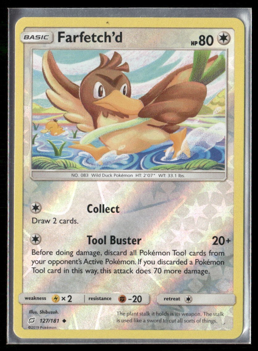 2019 Team Up Set Pokemon Card 127  Farfetch'd Reverse Foil LP