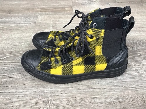Converse Womens CTAS Hi Woolrich Size 8.5 High Top Sneakers 553385C Yellow Shoes - Picture 4 of 12