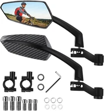 HESTYA 1 Pair Handlebar Bike Mirror Electric 360° Rotatable one size, Black 
