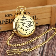 To My Grandson Quartz Arabic Numerals Pocket Watch Necklace from Grandparents