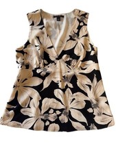 Banana Republic 100 Silk Floral Orchid Print Sleeveless V-Neck Blouse