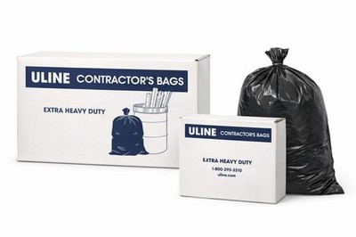 Uline Contractor Bags Extra Heavy Duty 40-45 gal Black 20 Pack