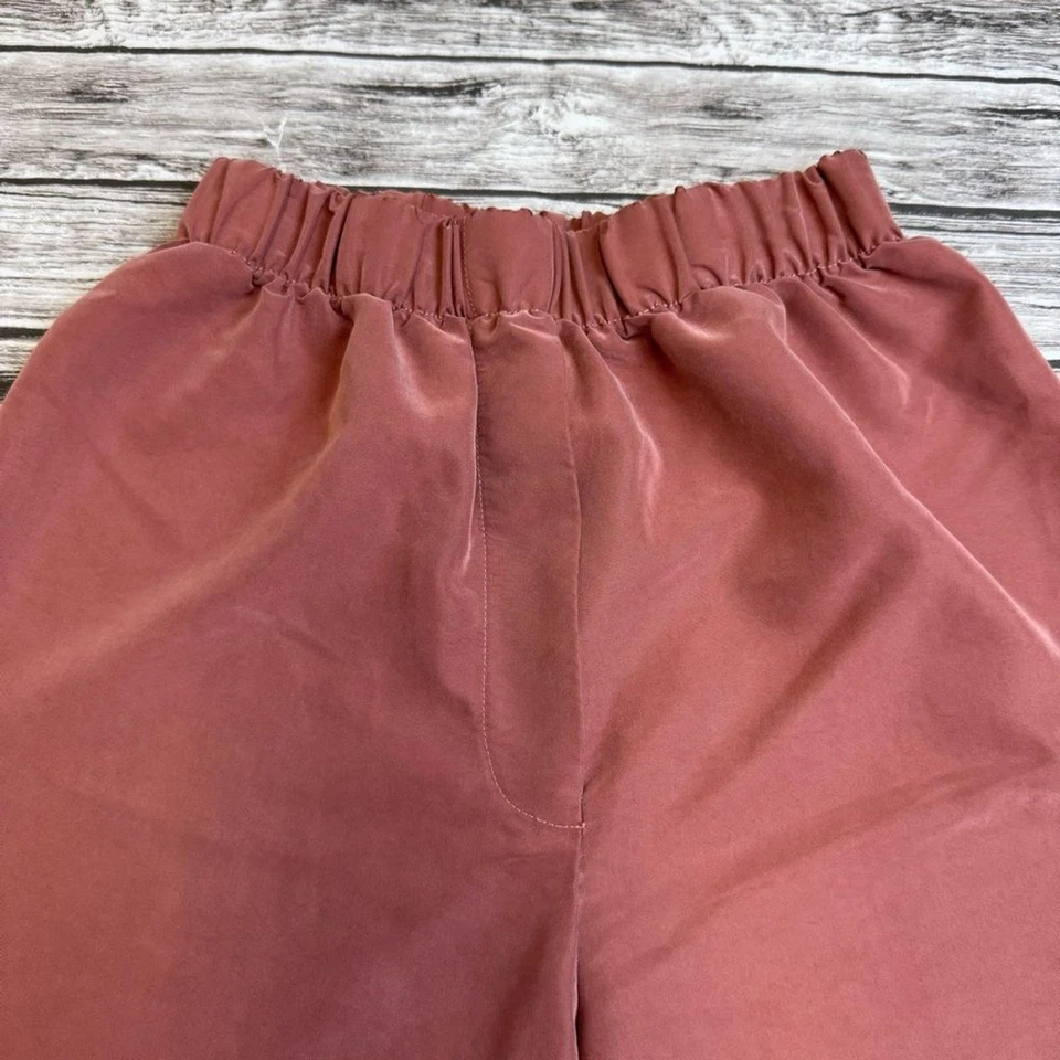 Calça American Apparel Feminina Rosa Poeirada Perna Larga P SM Cintura Elástica Pequena - Imagem 4 de 4
