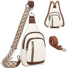 Sling Bag Crossbody Backpack - 2 in 1 Leather Cross Body Bag Fanny Pack with ...