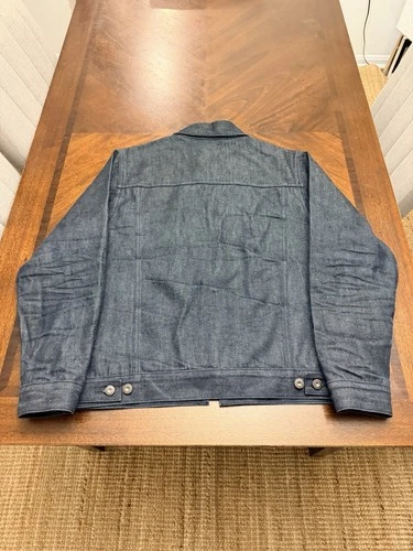 Tellason Raw Denim Jacket White Oak Cone Denim Zip Up Mens Size L image 7