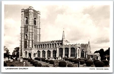 Lavenham England, Gothic Lavenham Church with Tower, RPPC Real Photo, Postcard