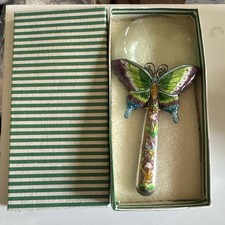 New Chinese Dynasty Cloisonne Enamel Flower Butterfly Magnifying Glass Magnifier