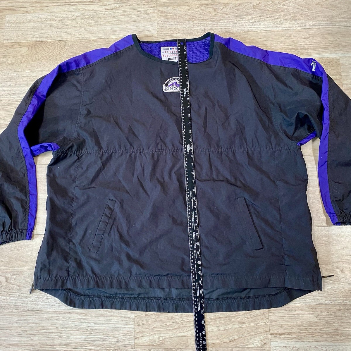 Vintage Colorado Rockies Pullover Mens 2XL Black Purple Puma MLB