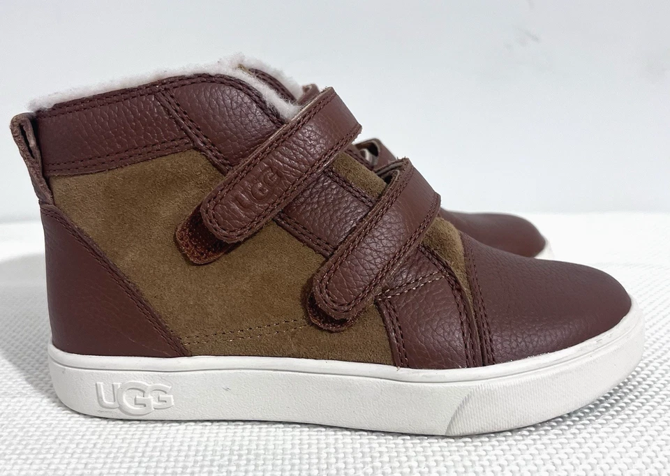UGG Rennon мальчиков зимние ботинки ЕС 30 США 12 коричневый арка поддержки кожаный логотип новый без ЯРЛЫКОВ - Изображение 4 из 4