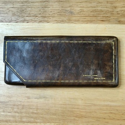Vintage Leather Sliding Bill Wallet Made In Italy Monogramed G. H.