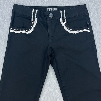 Tripp NYC Flare Pants Womens 13 (34x32) Black Bootcut Goth Lace