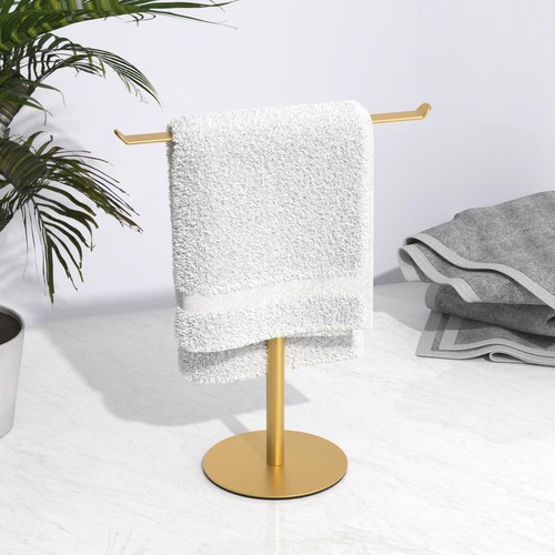 Gold Hand Towel Stand, T-Shape Hand Towel Holder for Bathroom, Display Finger... - Picture 6 of 8