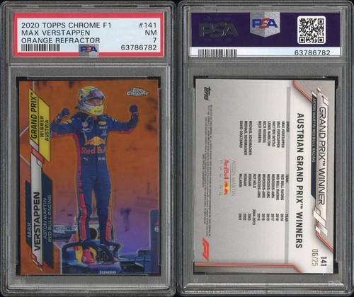 Max Verstappen 2020 Topps Chrome F1 Orange Refractor /25 #141 PSA 7 Rookie