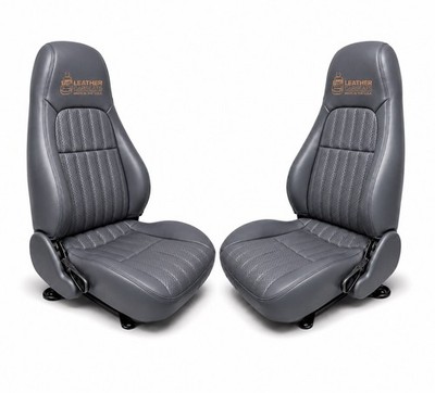2000 2001 02 Chevy Camaro Base Z28, SS Front Seat Covers Leather Perf Dark Gray