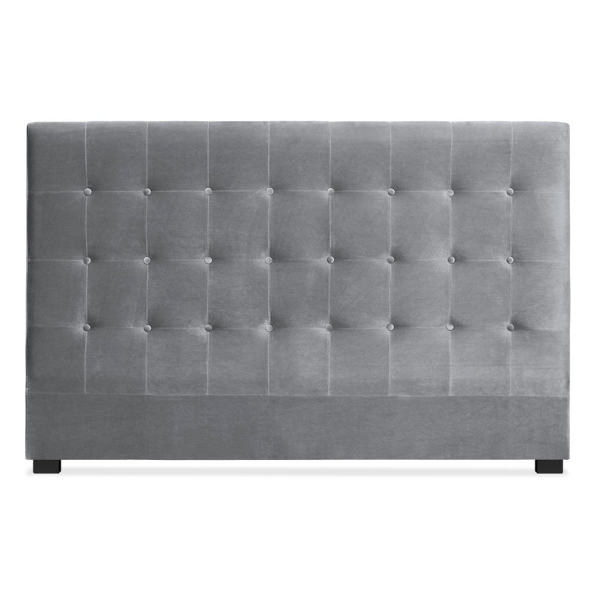 Tête de lit velours argent 180cm Amor capitonnée grand lit capiton argenté
