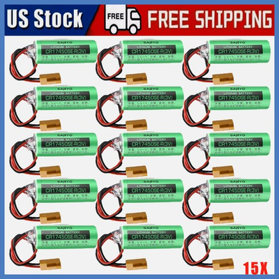 #ad ❥ 15pcs SANYO CR17450SE R A98L 0031 0012 Fanuc 3V 2500mAh PLC Battery with Plug $100.69