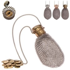 Handmade 1920's English Coin Purse - Vintage Chainmail Double Mesh Metal Wall...