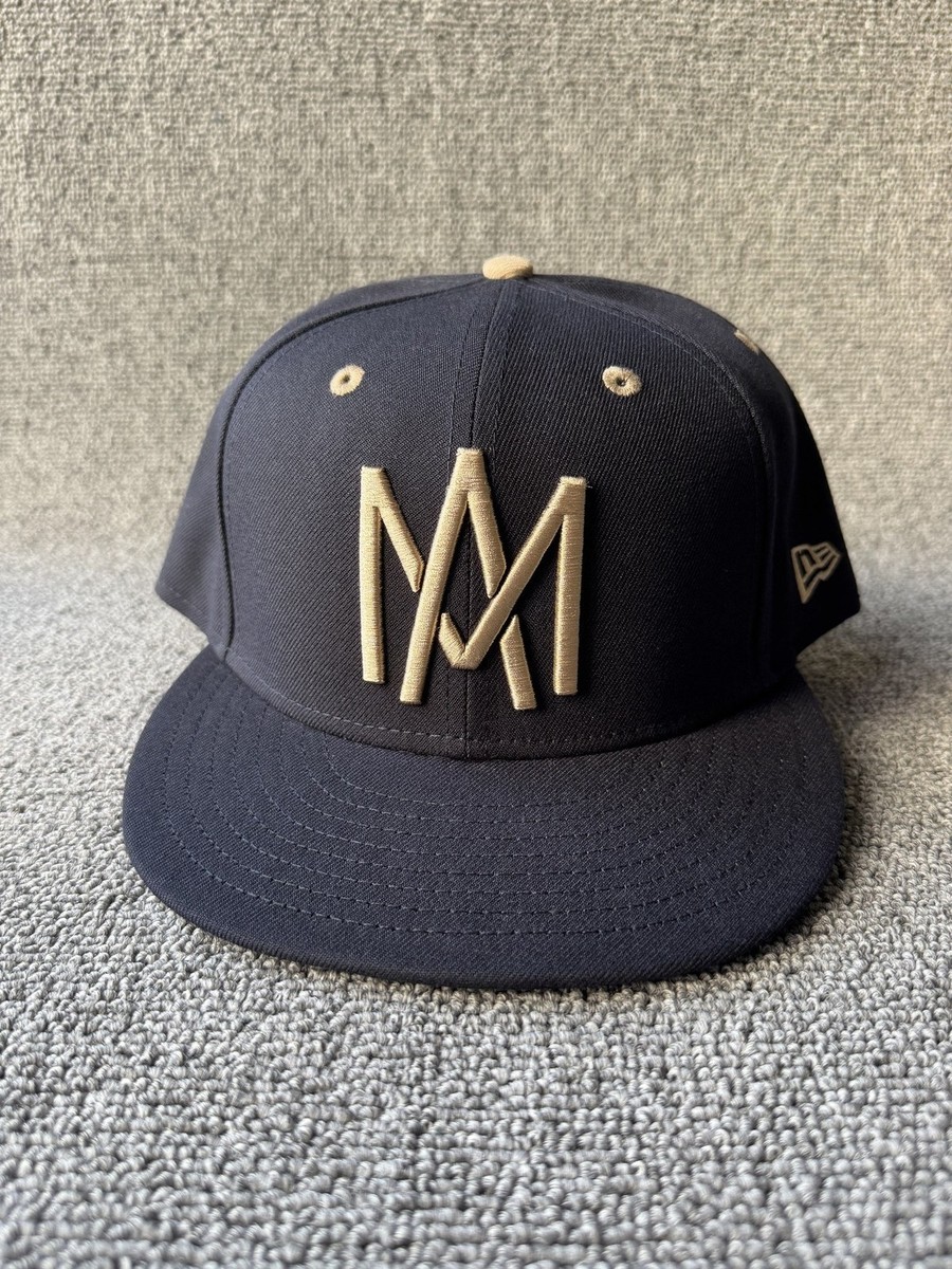 New Era Monogram 59FIFTY Fitted Flat Brim Navy Khaki 7 1 4 Hat
