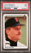 1990 Upper Deck SCOTT GARRELTS "Wrong Player" Baseball Error Card 478 PSA 9 MINT