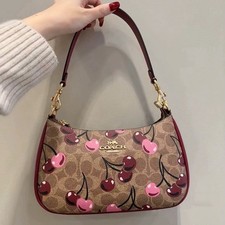 COACH Teri Shoulder Bag Signature Canvas Cherry Print CY694
