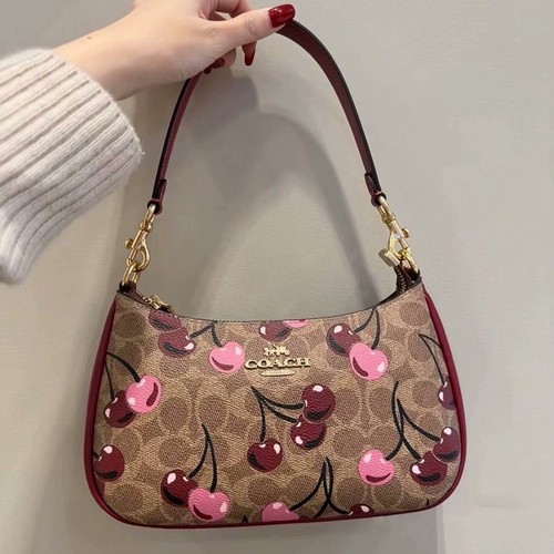 COACH Teri Shoulder Bag Signature Canvas Cherry Print CY694