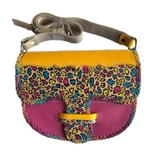 NEW Original Hand Made Womens Leather Crossbody Bag Purse Colorful Made Columbia