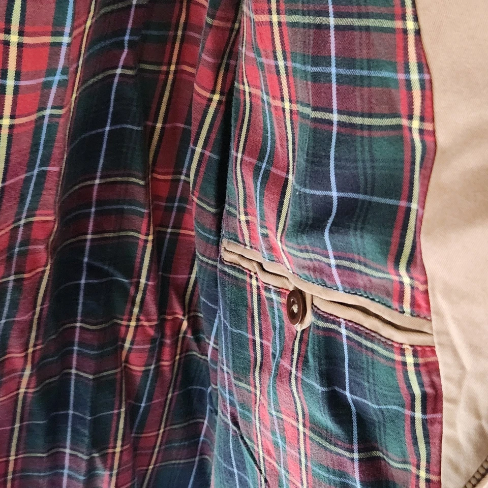 Куртка Polo Ralph Lauren XXL желтовато-коричневая Harrington в клетку с подкладкой хлопковая на молнии спереди - Изображение 4 из 4