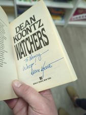 Dean Koontz Watchers SIGNED “Woof!” Inscribed Paperback 1988 Berkley Print VG