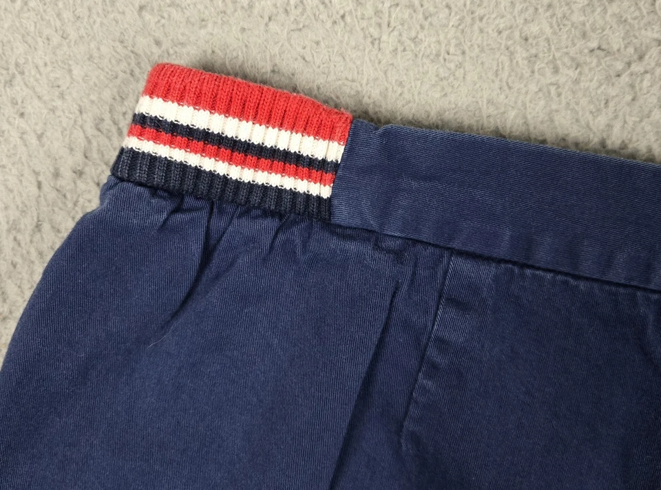 Pantalones Cortos Orlebar Marrón Talla 38 + 4.5" Entrepierna Azul Marino Rayas Algodón Sarga Chinos Foto 3 de 4
