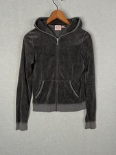 Juicy Couture Y2K Med Gray Velour Tracksuit Hoodie Jacket Size L