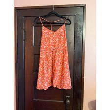 American Eagle Floral Mini Dress Coral Orange T-Back Strappy Sundress Size 6