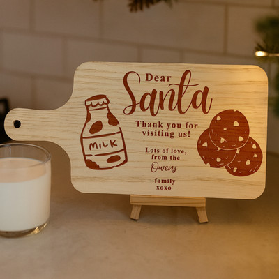 Personalisiertes Weihnachtsabend Weihnachtsmann Leckerli Brett 1 - Individuelles Milch- & Plätzchenfach
