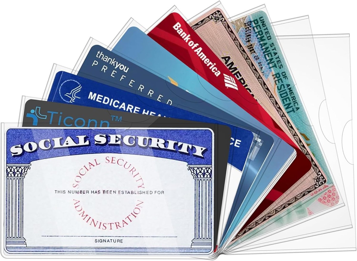 social security card sleeve ziloes SS Card Protector Sleeves, Medicare & Credit Card Holder, 31 Mil Soft Clear, 16 Pack