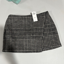 Abercrombie Fitch XS Wrap Tweed Plaid Mini Skirt High Rise Lined Zip