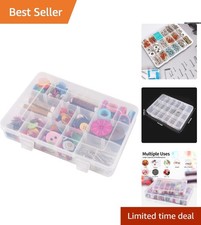 Durable  Transparent 18-Grid Organizer Box - Ideal for Jewelry and Crafts