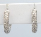 14k White Gold 2.0Ct Diamond Pave Hoop Huggie In Out Earrings
