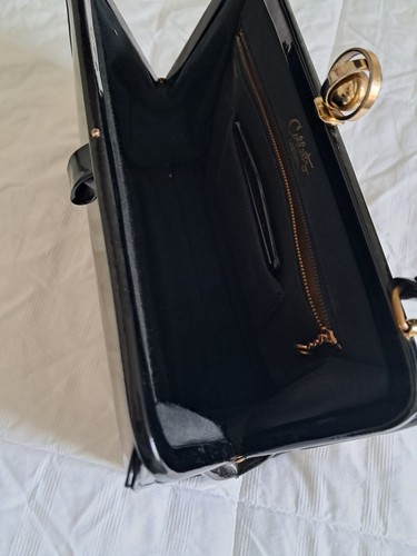 Vintage COBLENTZ ORIGINAL COMPANY Black Patent LEATHER BAG Purse Mirror RARE - Picture 11 of 18