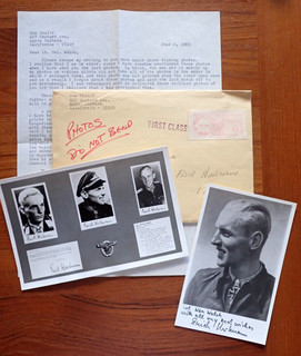 Erich Hartmann Signed Inscribed Photo to Corsair Flying Ace Don Chalif Letter