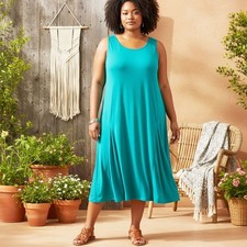 Jessica London Aqua Sleeveless Maxi Dress Plus Size 18 Fit & Flare