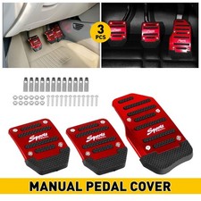 3pc Universal Red Non-Slip Manual Car Gas Brake Foot Pedal Pad Cover Accessories