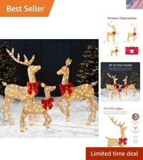 4ft Lighted Christmas Deer Family - 3-Piece Set with 175 LED Lights in Gold