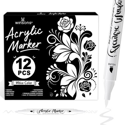 Permanente Acrylstifte Weiß mit Doppelspitze, , Ungiftig, Geruchlos