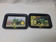 Set of 2 Metal John Deer Mini Trays Model GH & Model ANH Tractors