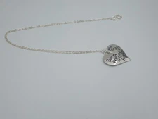 paw print necklace sterling silver Paw prints heart charm 18" pendant charm 925