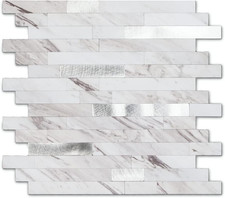 10 Sheets Peel and Stick Stone Metal Tile Backsplash, Stick on Tiles for Backspl
