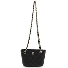Chanel Caviar Chain Clutch Shoulder Bag Women Black One Size