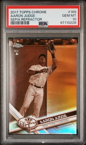 2017 TOPPS CHROME AARON JUDGE SEPIA REFRACTOR #169 ROOKIE RC PSA 10 Gem Mint