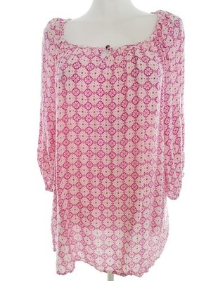 ISOLDE Damen Tunika Bluse Gr. 38 Lila Viskose 100% 3/4 Ärmel Quadrat-Ausschnitt